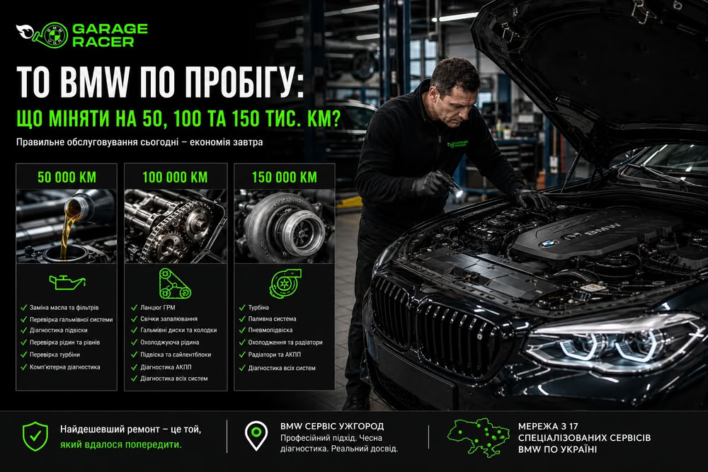 ТО BMW по пробігу: що міняти на 50, 100 та 150 тисячах кілометрів?